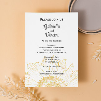 Sunflower Graphic Wedding  Invitation
