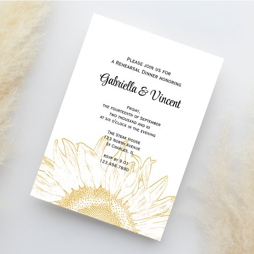 Sunflower Graphic Rehearsal Dinner Invitation