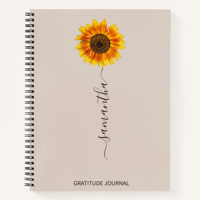 Sunflower Gratitude Journal, Law of Attraction  Notebook (Front)