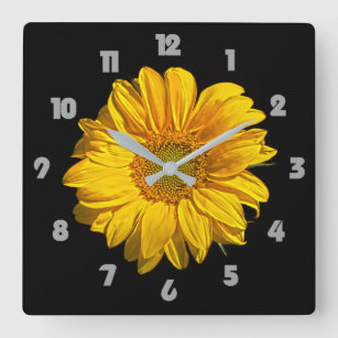 Sunflower Gray Fat Numbers wca Square Wall Clock