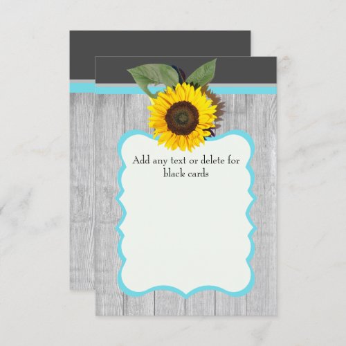 Sunflower Gray wood teal blue Rustic Wedding Invitation