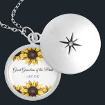 Sunflower Great Grandma of the Bride Wedding Locket Necklace<br><div class="desc">Sunflower Floral Great Grandma of the Bride Wedding Locket Necklace with Watercolor Yellow Flowers on White background for Wedding,  Bridal Party,  Rehearsal Dinner,  Bachelorette Party,  Engagement.  Check out more products with this design in the collection below.</div>
