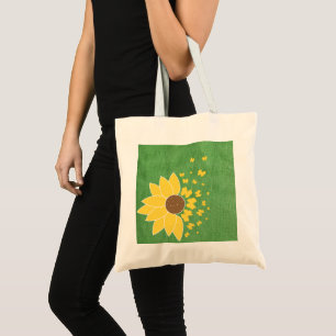 Sunflower Green burlap print Tote Bag