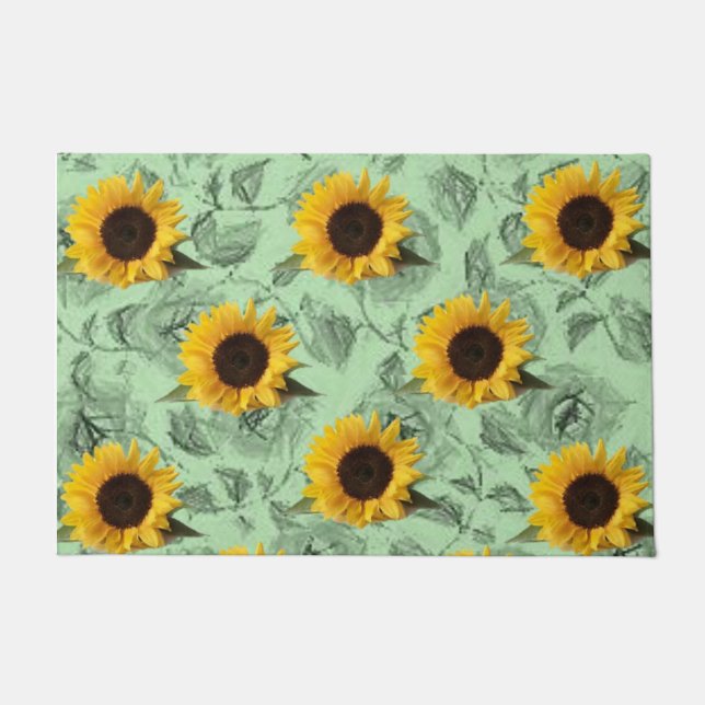 Sunflower Green Door Mat (Front)