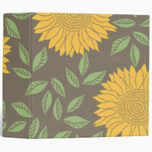Sunflower Green Leaves Pretty Flowers Natural 3 Ring Binder