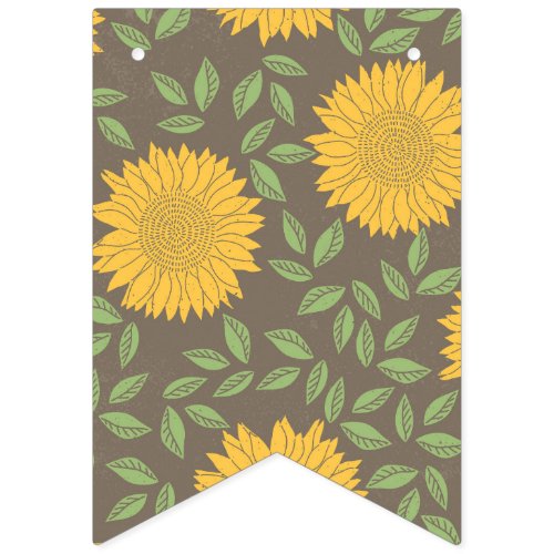 Sunflower Green Leaves Pretty Flowers Natural Bunting Flags