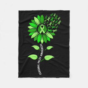 Sunflower green ribbon cerebral palsy cp awareness fleece blanket