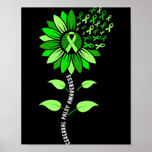 Sunflower green ribbon cerebral palsy cp awareness poster