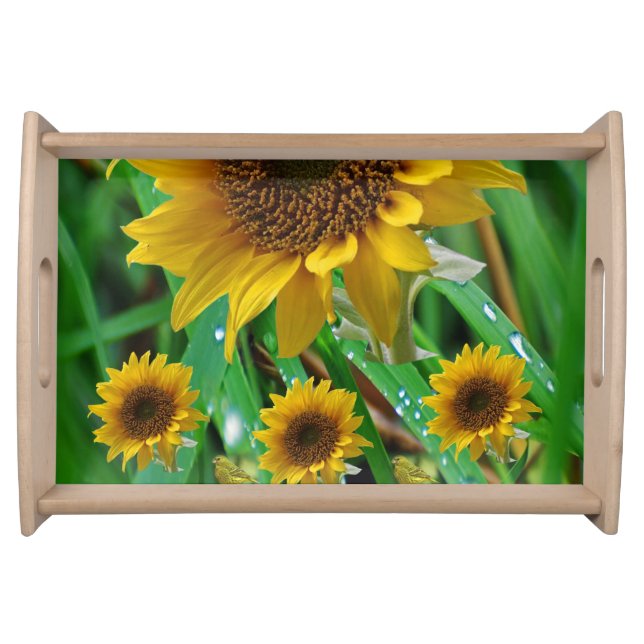 sunflower green yellow dinner serving tray (Front)
