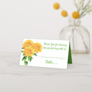 Sunflower Green Yellow Wedding Flowers Party Place Card