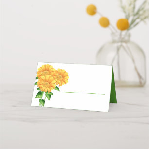 Sunflower Green Yellow Wedding Flowers Party Place Card