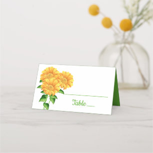 Sunflower Green Yellow Wedding Flowers Party Place Card