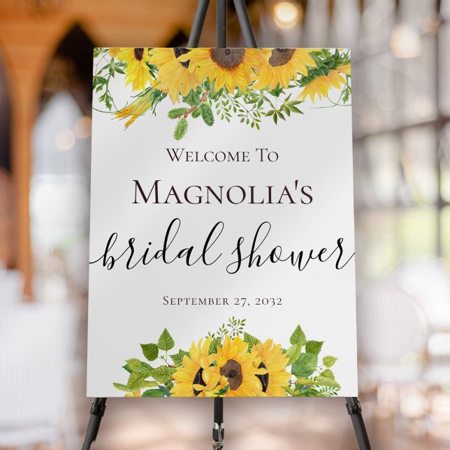 Sunflower Greenery Bridal Shower Welcome Foam Board (Creator Uploaded)