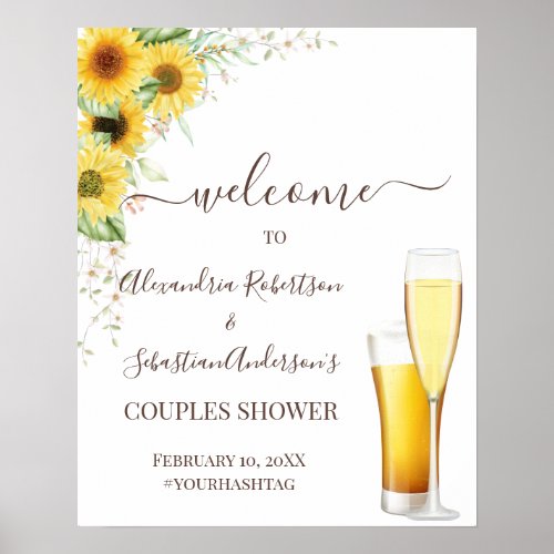 Sunflower Greenery Couples Wedding Welcome Sign