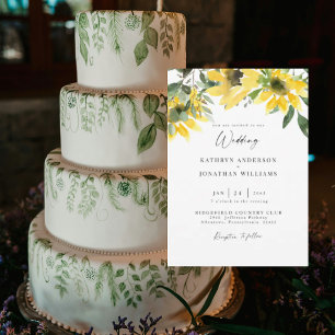 Sunflower Greenery Elegant Wedding No Parents Invitation