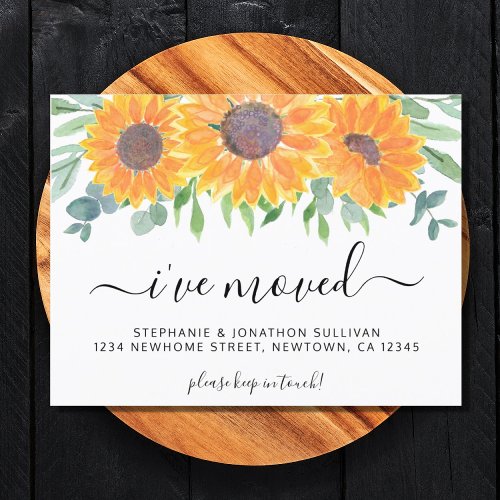 Sunflower Greenery Ive Moved Announcement Postcard