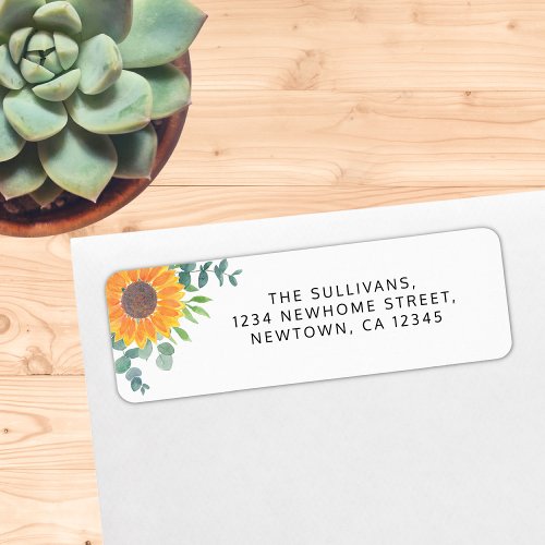 Sunflower Greenery Return Address Label