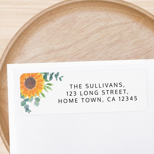 Sunflower Greenery Return Address Label