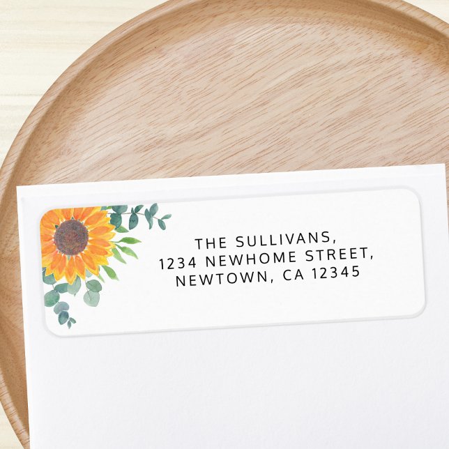 Sunflower Greenery Return Address Label (Creator Uploaded)