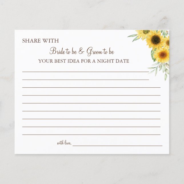 Sunflower greenery share a date night idea card flyer (Front)