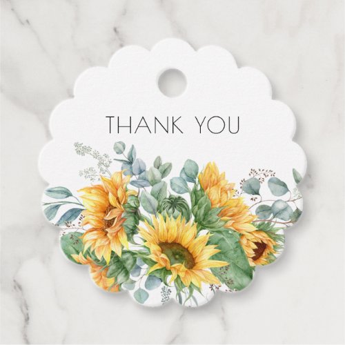 Sunflower Greenery Thank You Baby Shower Favor Tags