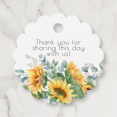 Sunflower Greenery Thank You Favor Tags