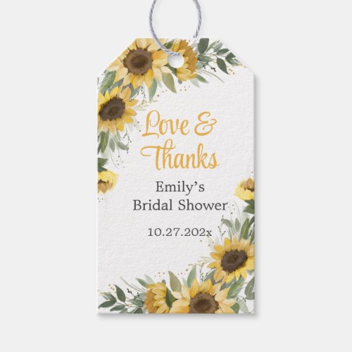 Sunflower Greenery Thanks  Gift Tags