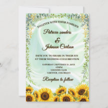 Sunflower & Greenery Wedding Invitation
