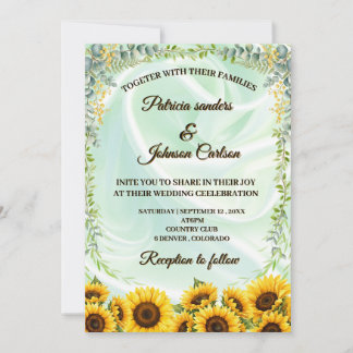Sunflower & Greenery Wedding Invitation