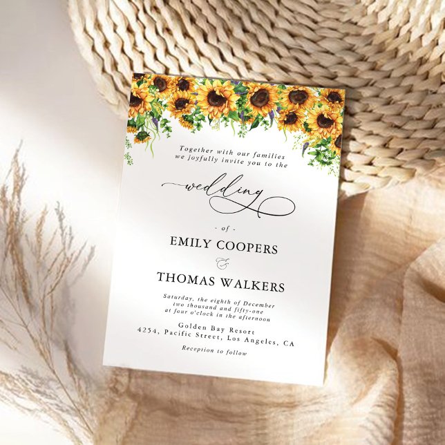 Sunflower Greenery Wedding Invitation (Creator Uploaded)