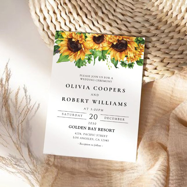 Sunflower Greenery Wedding Invitation (Creator Uploaded)