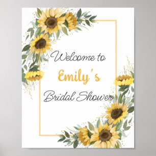 Sunflower Greenery Welcome Bridal Shower Poster