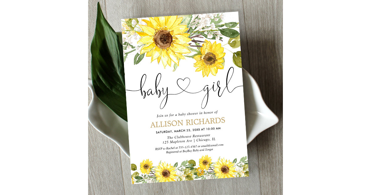 Sunflower Baby Shower Invitations