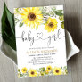 Sunflower greenery white yellow girl baby shower invitation