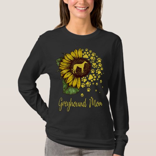 Sunflower Greyhound Mom Dog Lover T_Shirt