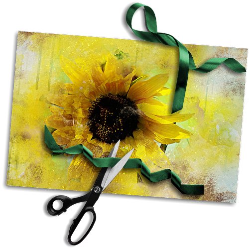 Sunflower Grunge  Floral Decoupage Ephemera Tissue Paper