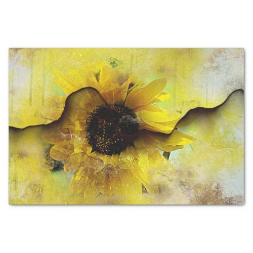 Sunflower Grunge  Floral Ripped Paper Decoupage