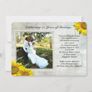 Sunflower Grunge Photo Renewing Marriage Vows Invitation