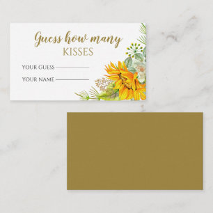 Sunflower guess how many kisses bridal game  enclosure card