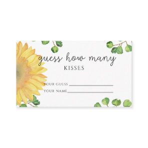 Sunflower guess how many kisses bridal game enclosure card