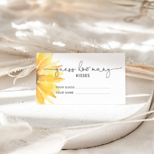 Sunflower guess how many kisses bridal game enclosure card