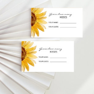 Sunflower guess how many kisses bridal game enclosure card