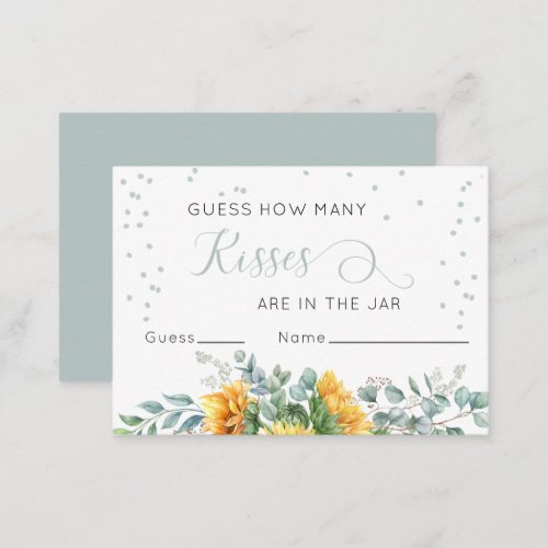 Sunflower Guess How Many Kisses Response Cards