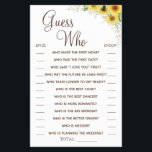 Sunflower Guess Who Bridal shower game card Flyer<br><div class="desc">Sunflower greenery wedding design. Add your own information and for further customization,  click the link "click to customize further"(including font color)  ~ Check collection for matching games,  invitation,  signs,  and more</div>