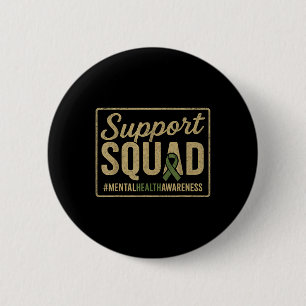 Sunflower Hair Tee Support Squad Mental Health Awa Button
