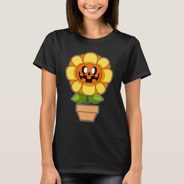 Sunflower Halloween Pumpkin T-Shirt (Front)