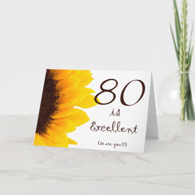 Sunflower Happy 80th Birthday Card (Front)