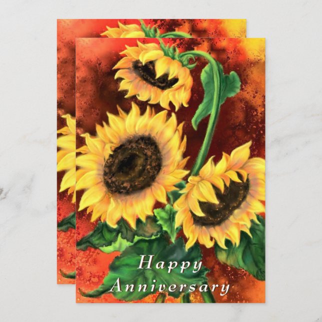 Sunflower Happy Anniversary Card (Front/Back)