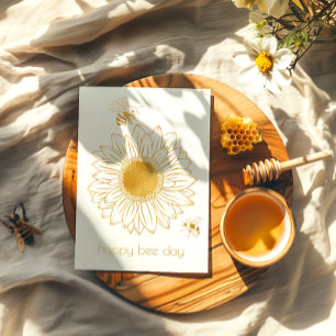 Sunflower Happy Bee Day Foil Birthday Card