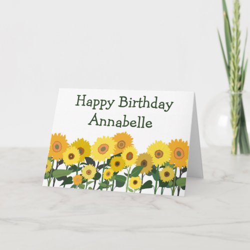 Sunflower Happy Birthday Beautiful Personalized Card